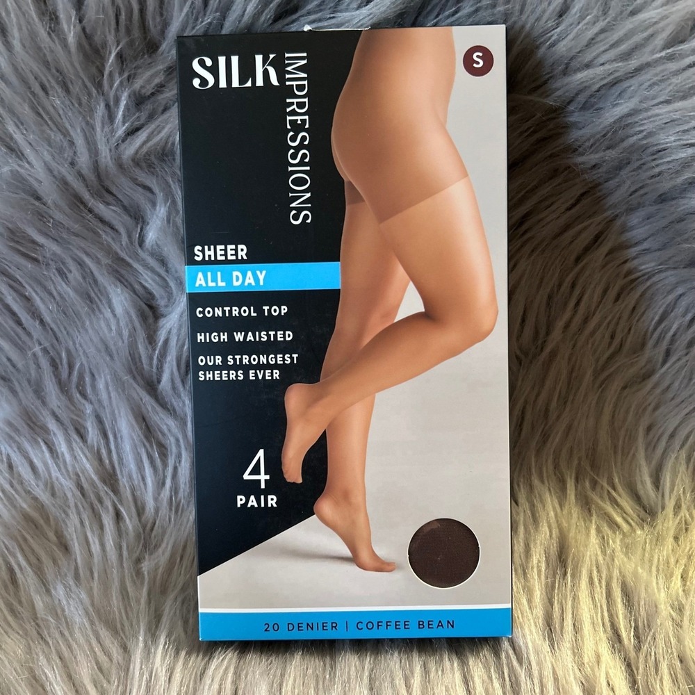 Silk Impressions Sheer Control Top Tights Womens Size Small Coffee Bean‎